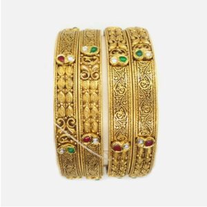 22KT Gold Antique Wedding Bangles RHJ-4909