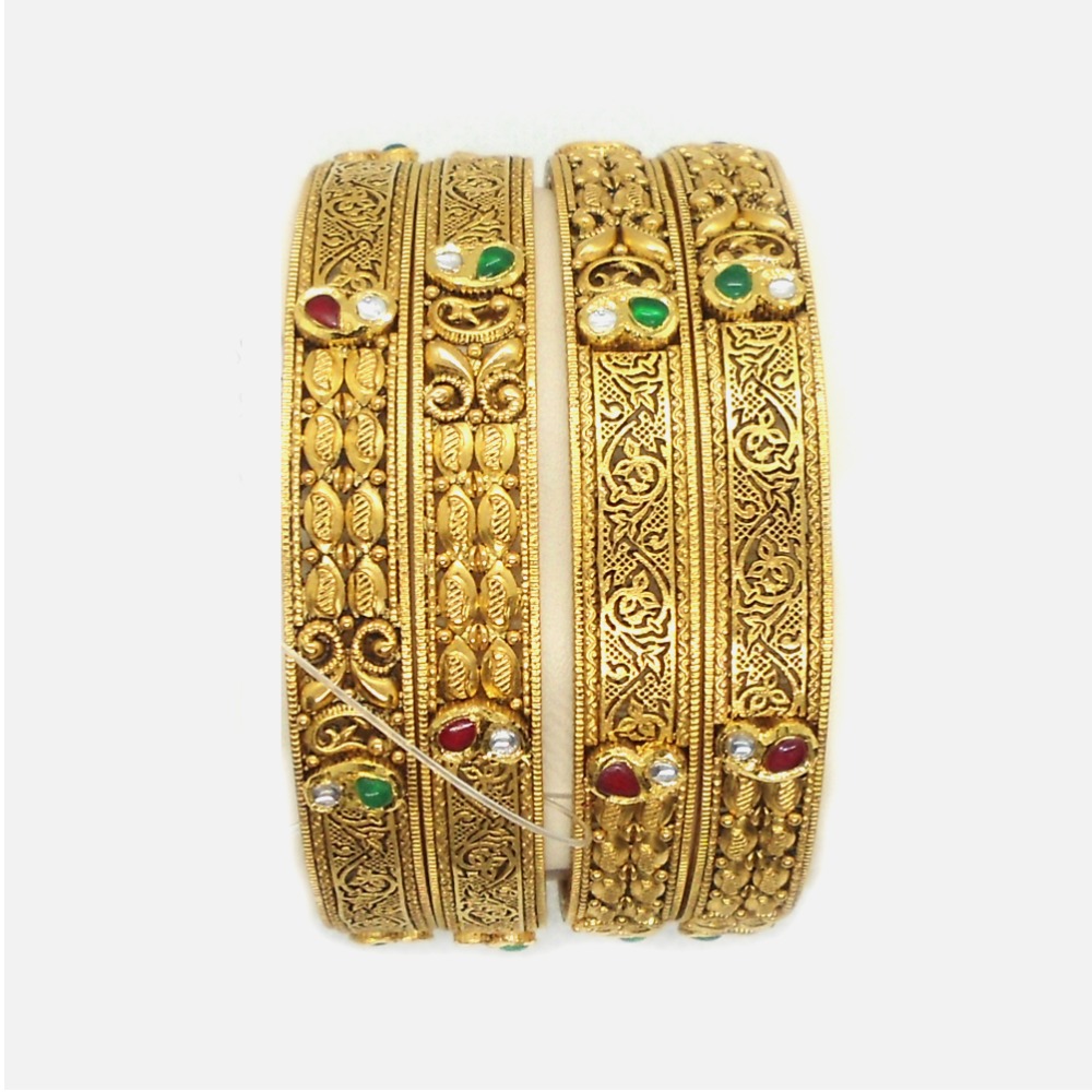 22KT Gold Antique Wedding Bangles RHJ-4909