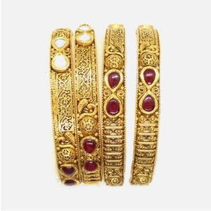 916 Gold Antique Bridal Bangles RHJ-4908