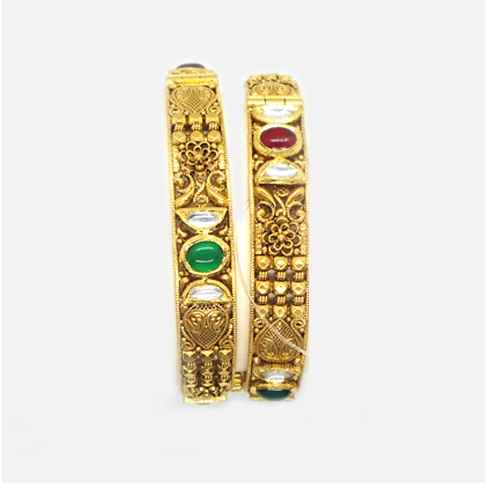 916 Gold Antique Wedding Bangles RHJ-4907