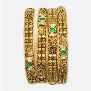 22K Gold Antique Bridal Bangles RHJ-4906
