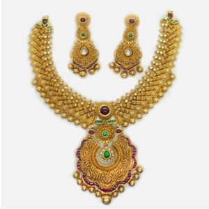 916 Gold Antique Bridal Necklace Set RHJ-6039