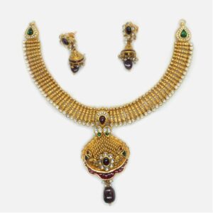 22KT Gold Antique Bridal Necklace Set RHJ-6037