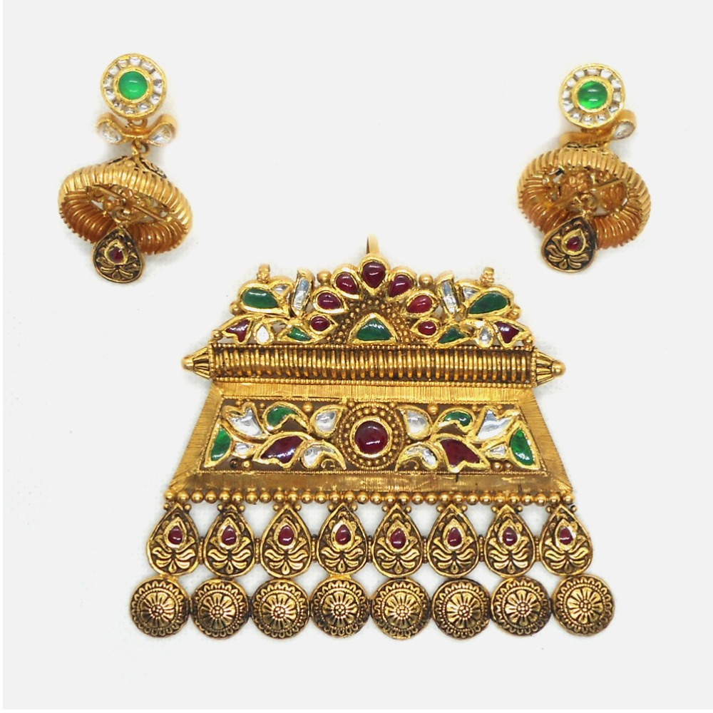 916 Gold Antique Bridal Pendant Set RHJ-6015