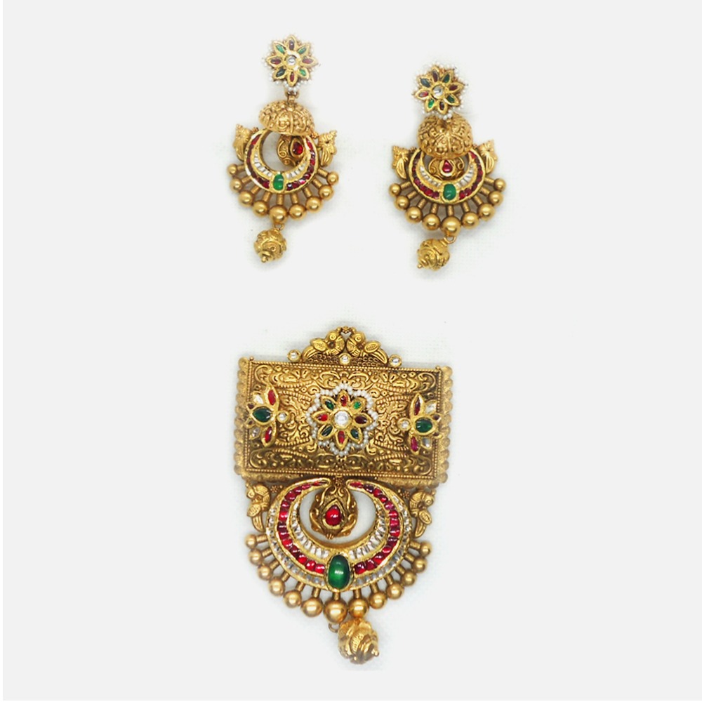 916 Gold Antique Jadtar Pendant Set RHJ-6013