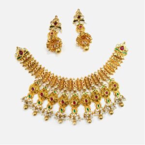 916 Gold Antique Bridal Necklace Set RHJ-0010