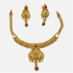 916 Gold Designer Bridal Necklace Set RHJ-4484