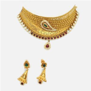 22KT Gold Antique Bridal Choker Set RHJ-4091