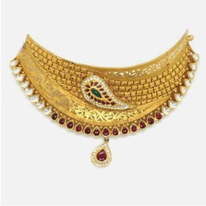 22KT Gold Antique Bridal Choker Set RHJ-4091