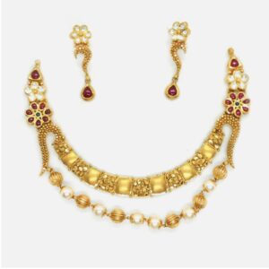 916 Gold Antique Bridal Necklace Set RHJ-4068