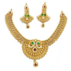 916 Gold Designer Bridal Necklace Set RHJ-4002
