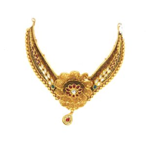 916 Gold Antique Bridal Necklace Set RHJ-3038