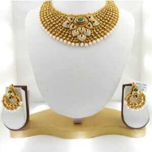 22KT Gold Antique Bridal Necklace Set RHJ-3385