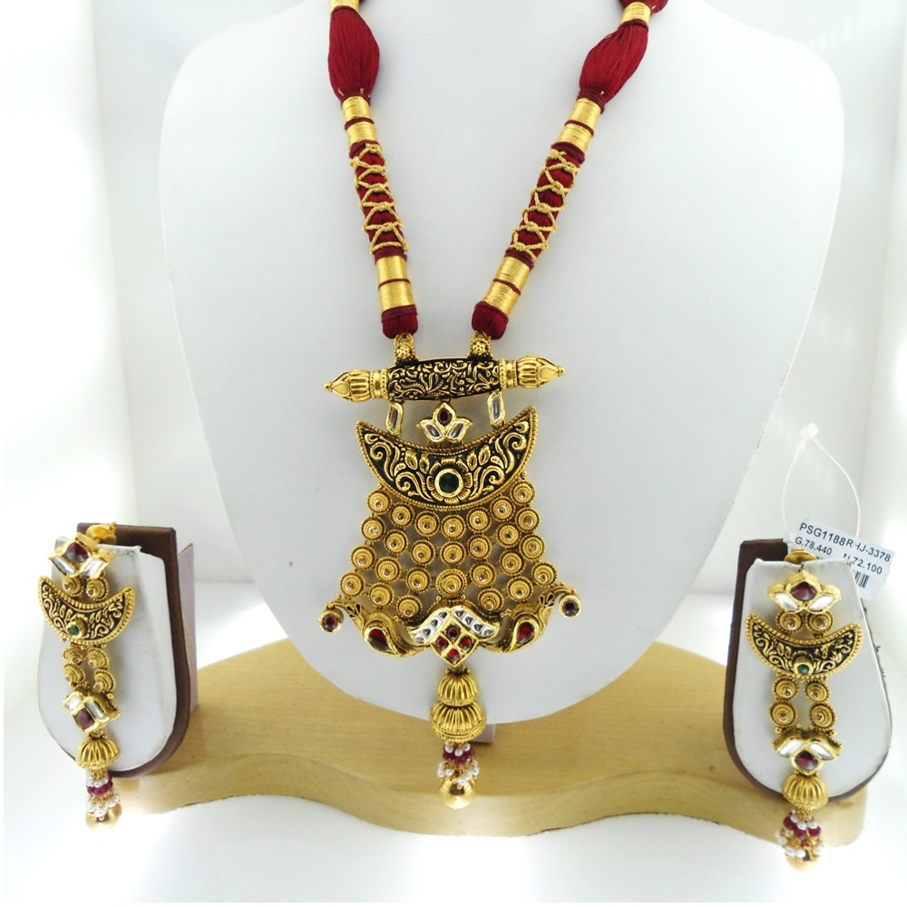 916 Gold Antique Bridal Necklace Set RHJ-3378