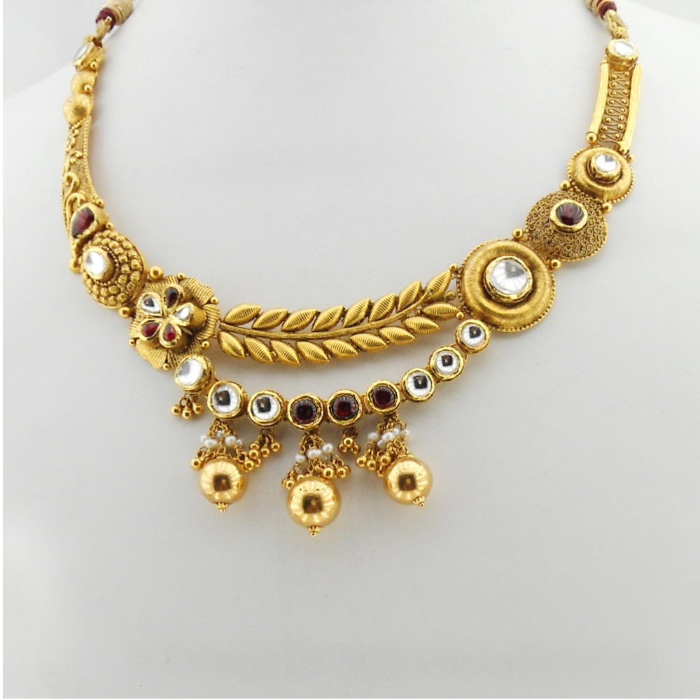 916 Gold Antique Bridal Necklace Set RHJ-3126