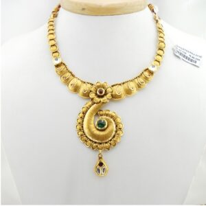 22KT Gold Antique Bridal Necklace Set RHJ-3118