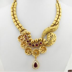 22KT Gold Antique Bridal Necklace Set RHJ-3372