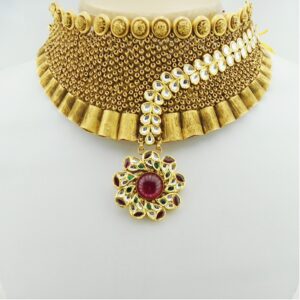 916 Gold Kundan Bridal Choker Set RHJ-3138