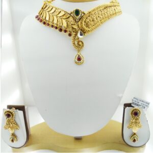 916 Gold Antique Bridal Necklace Set RHJ-3035