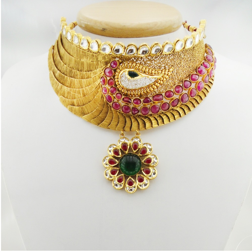 22KT Gold Antique Bridal Choker Set RHJ-2966