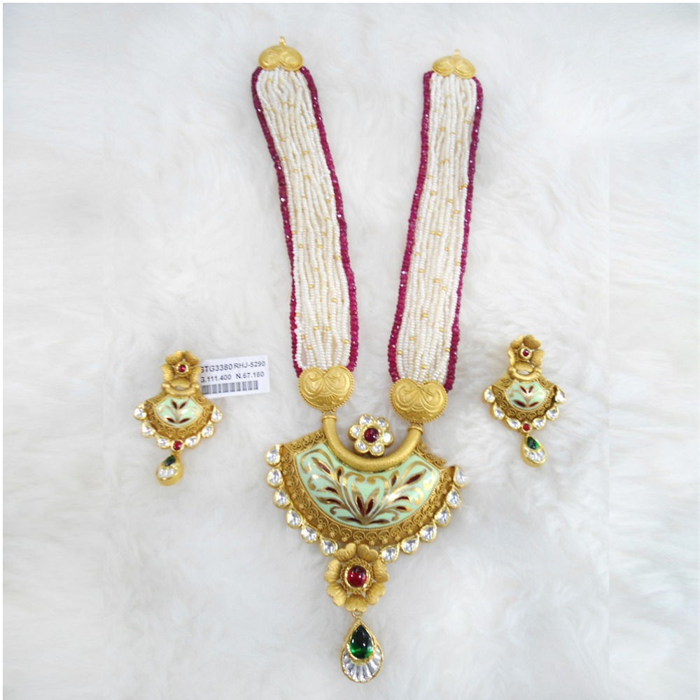 Gold Antique Jadtar Necklace Set RHJ 5290