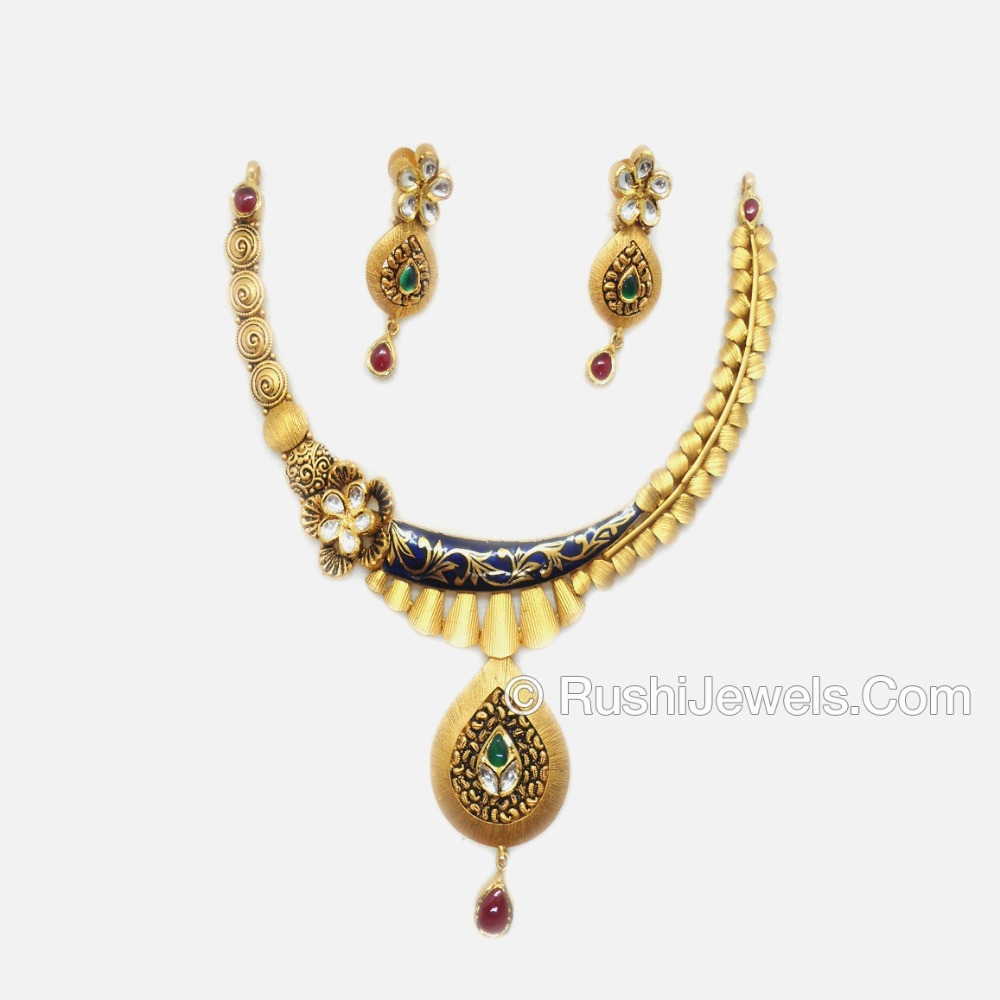 22k Gold Designer Bridal Necklace Set