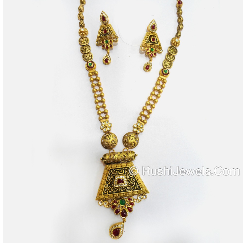 Antique Floral 22KT Gold Long Necklace