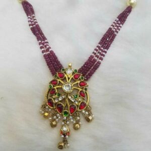 Gold Ladies Bikaneri Peacock Pendant Set