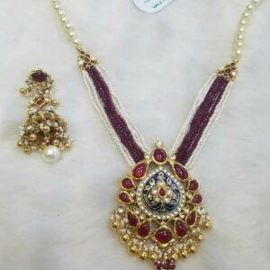 Gold Ladies Bikaneri Peacock Pendant Set
