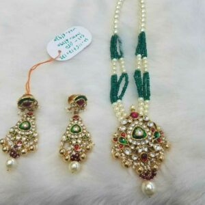 Gold Ladies Bikaneri Peacock Pendant Set