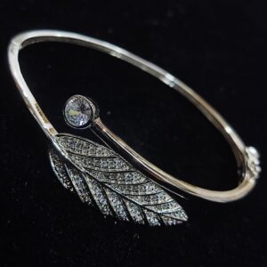Zirconia Stone Leaf Ladies Kada Bracelet
