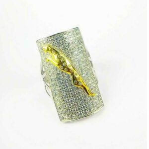 Fancy 925 Silver Gents Ring With Jaguar