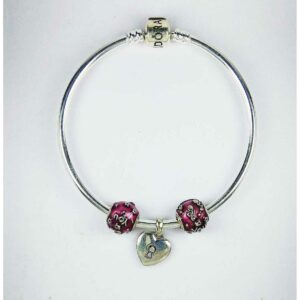 Fancy 925 Silver Ladies Kada Bracelet With Heart Shape