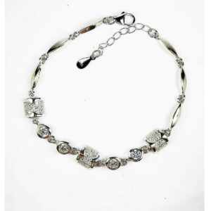 Fancy 925 Silver Ladies Bracelet With Stones