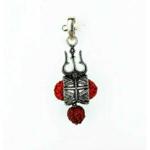 Fancy 925 Silver Ladies Pendant With Rudraksh Damru And Trishul