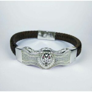 Fancy 925 Silver Gents Bracelet With Lion Face