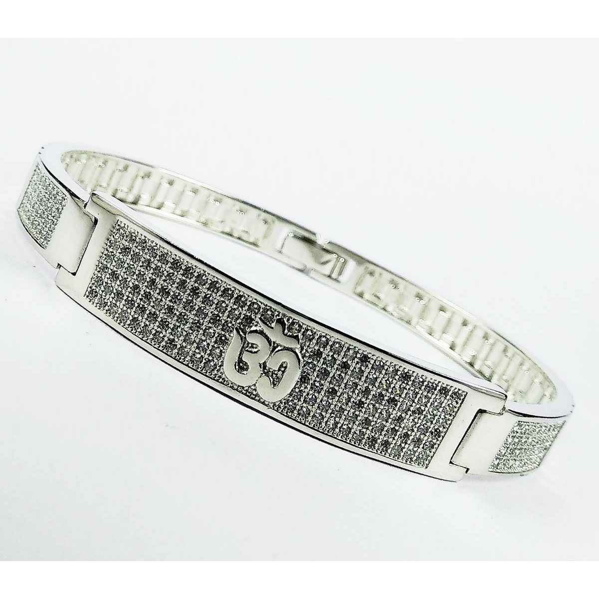Silver 925 Silver Micro Om Designed Gents Bracelet