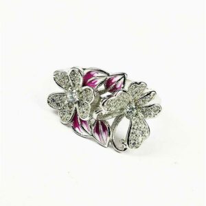 Designer 925 silver ladies rings with two flowers