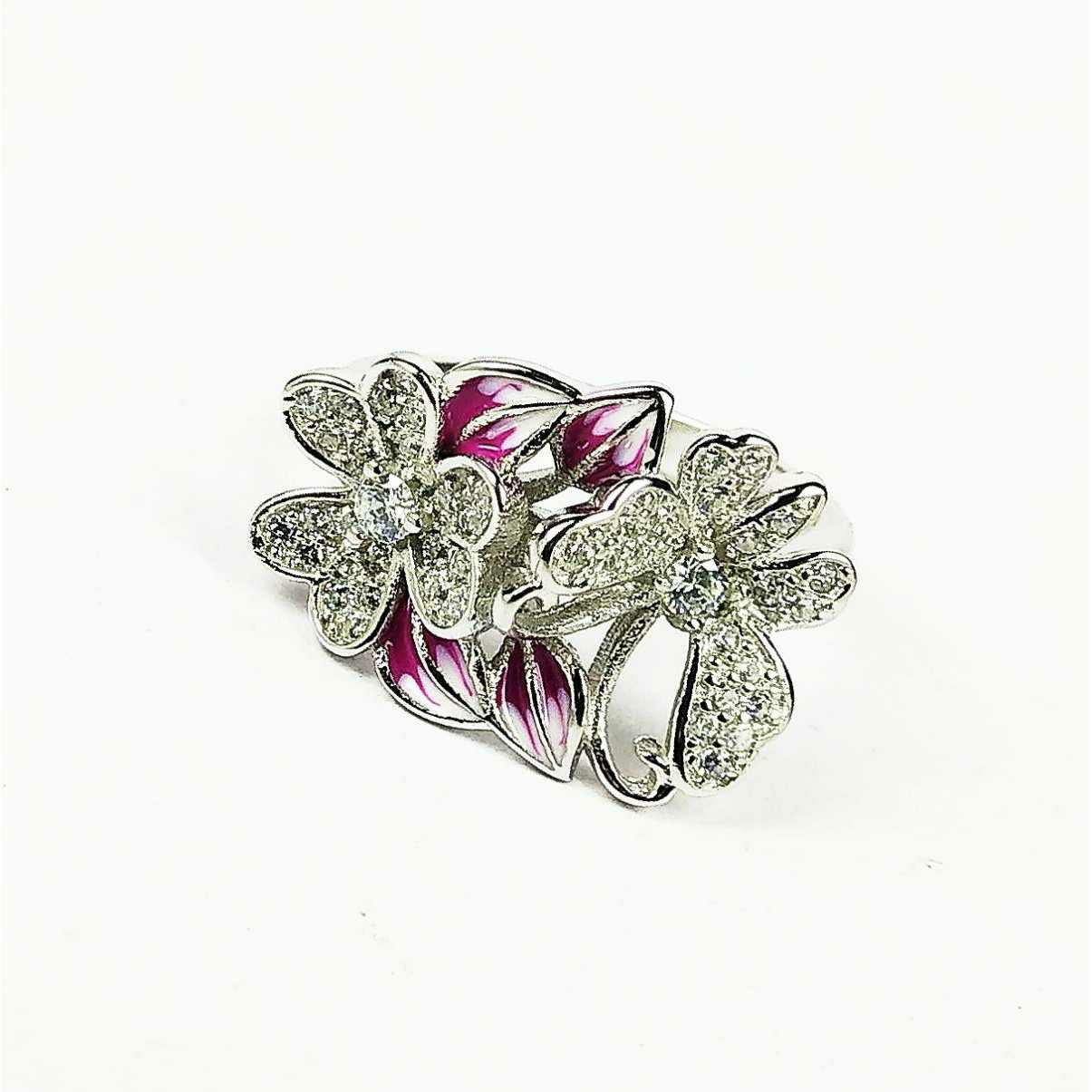 Designer 925 silver ladies rings with two flowers
