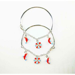 925 silver baby bracelet with flower and dolphins