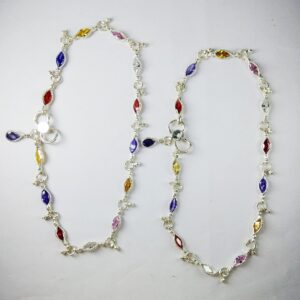 925 Silver Payal With Various Stones