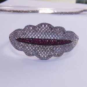 92.5 sterling silver cz stone Kada bracelet ML-92