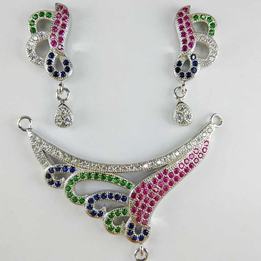 92.5 Sterling Silver CZ Mangalsutra Pendant ml-35