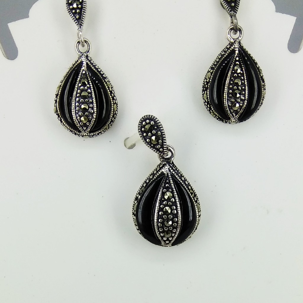 Exclusive marcasite 92.5 silver pendant set mg-p012