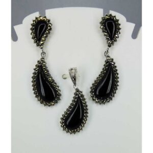 Exclusive marcasite 92.5 silver Pendant Set MG-P010