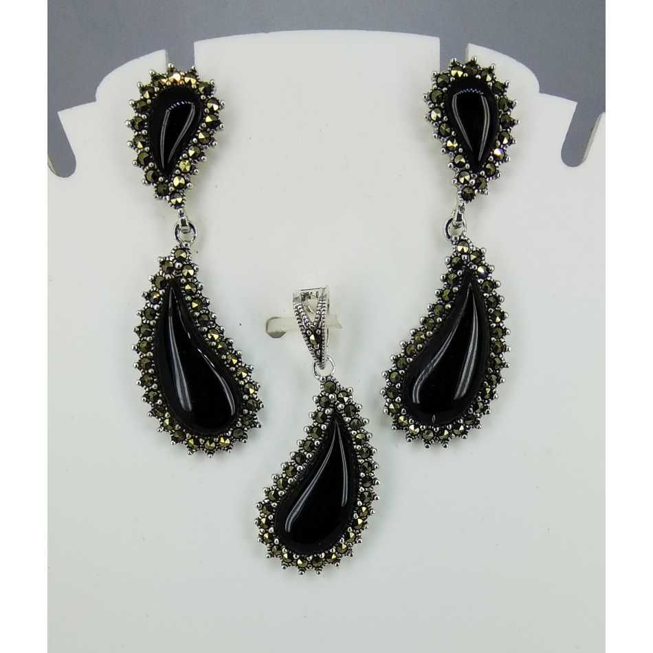 Exclusive marcasite 92.5 silver Pendant Set MG-P010