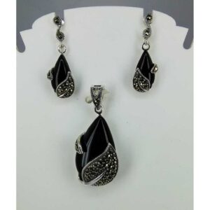 Exclusive marcasite 92.5 silver Pendant Set MG-P007