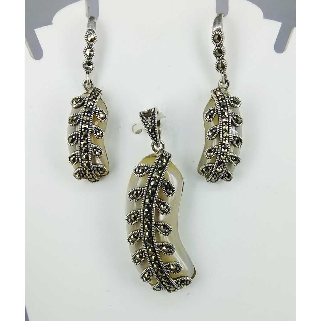 Exclusive marcasite 92.5 silver Pendant Set MG-P006