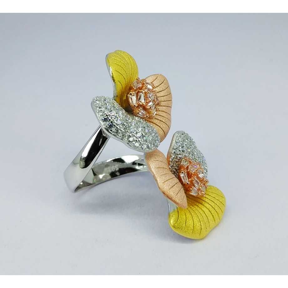 Tri colour 92.5 silver ring MG-R003 - Image 2