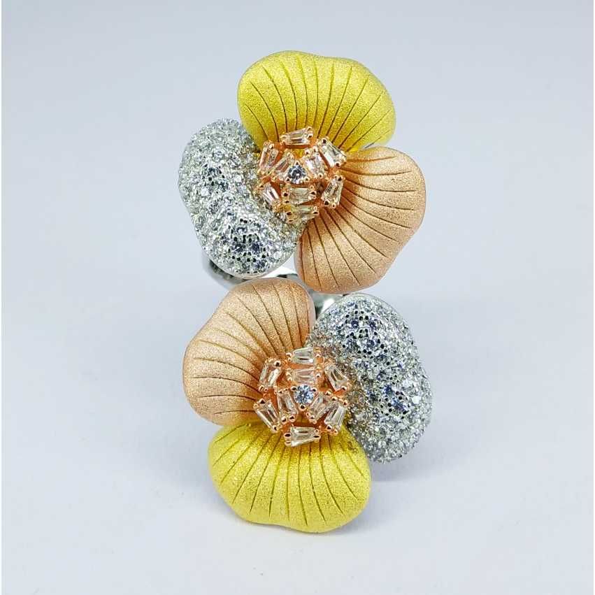 Tri colour 92.5 silver ring MG-R003